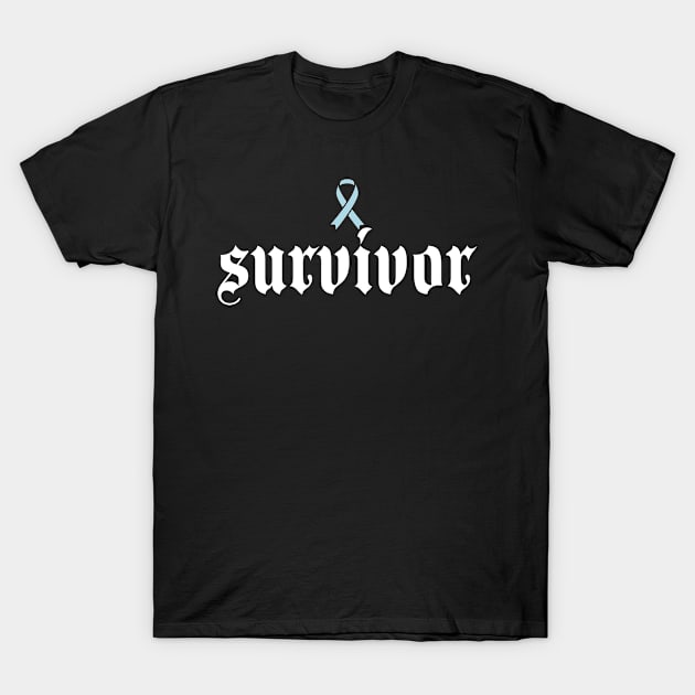 Prostate Cancer Awareness Survivor Light Blue Ribbon Gift T-Shirt by Alex21